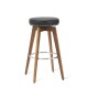 Glitzhome Set of 2 Round Swivel Bar Stool with Balck Leatherette Seat and Composite Wood Legs