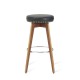 Glitzhome Set of 2 Round Swivel Bar Stool with Balck Leatherette Seat and Composite Wood Legs