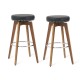 Glitzhome Set of 2 Round Swivel Bar Stool with Balck Leatherette Seat and Composite Wood Legs