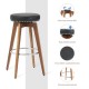 Glitzhome Set of 2 Round Swivel Bar Stool with Balck Leatherette Seat and Composite Wood Legs