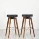 Glitzhome Set of 2 Round Swivel Bar Stool with Balck Leatherette Seat and Composite Wood Legs