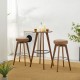 Glitzhome Set of 2 Round Swivel Bar Stool with Brown Leatherette Seat and Composite Wood Legs