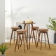 Glitzhome Set of 2 Round Swivel Bar Stool with Brown Leatherette Seat and Composite Wood Legs