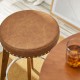 Glitzhome Set of 2 Round Swivel Bar Stool with Brown Leatherette Seat and Composite Wood Legs