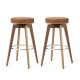 Glitzhome Set of 2 Round Swivel Bar Stool with Brown Leatherette Seat and Composite Wood Legs