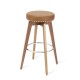 Glitzhome Set of 2 Round Swivel Bar Stool with Brown Leatherette Seat and Composite Wood Legs