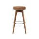 Glitzhome Set of 2 Round Swivel Bar Stool with Brown Leatherette Seat and Composite Wood Legs