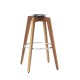 Glitzhome Set of 2 Round Swivel Bar Stool with Brown Leatherette Seat and Composite Wood Legs