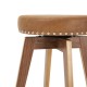 Glitzhome Set of 2 Round Swivel Bar Stool with Brown Leatherette Seat and Composite Wood Legs