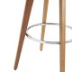 Glitzhome Set of 2 Round Swivel Bar Stool with Brown Leatherette Seat and Composite Wood Legs