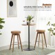 Glitzhome Set of 2 Round Swivel Bar Stool with Brown Leatherette Seat and Composite Wood Legs