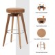 Glitzhome Set of 2 Round Swivel Bar Stool with Brown Leatherette Seat and Composite Wood Legs