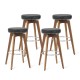 Glitzhome Set of 4 Round Swivel Bar Stool with Balck Leatherette Seat and Composite Wood Legs