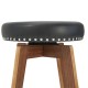 Glitzhome Set of 4 Round Swivel Bar Stool with Balck Leatherette Seat and Composite Wood Legs