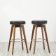 Glitzhome Set of 4 Round Swivel Bar Stool with Balck Leatherette Seat and Composite Wood Legs