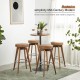 Glitzhome Set of 4 Round Swivel Bar Stool with Brown Leatherette Seat and Composite Wood Legs