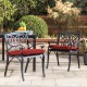 Elm PLUS Set of 2 Cast Aluminium Dining Chairs with Beige Olefin Fabric Cushions and Alternative Wine Red Cushion Covers