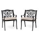 Elm PLUS Set of 2 Cast Aluminium Dining Chairs with Beige Olefin Fabric Cushions and Alternative Wine Red Cushion Covers