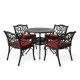 Elm PLUS 5-Piece Cast Aluminium Dining Set with Beige Olefin Fabric Cushions and Alternative Wine Red Cushion Covers