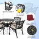 Elm PLUS 5-Piece Cast Aluminium Dining Set with Beige Olefin Fabric Cushions and Alternative Wine Red Cushion Covers