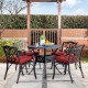 Elm PLUS 5-Piece Cast Aluminium Dining Set with Beige Olefin Fabric Cushions and Alternative Wine Red Cushion Covers