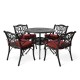 Elm PLUS 5-Piece Cast Aluminium Dining Set with Wine Red Olefin Fabric Cushions and Alternative Beige Cushion Covers