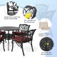 Elm PLUS 5-Piece Cast Aluminium Dining Set with Wine Red Olefin Fabric Cushions and Alternative Beige Cushion Covers