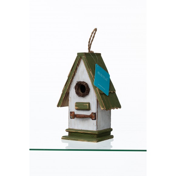 格致优品 Glitzhome 10.75"H Wood Green Roof Garden Birdhouse—格致优品 Glitzhome 10.75"H木绿色屋顶花园鸟屋