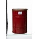 格致优品 Glitzhome Red Metal Storage Accent Table or Stool with Round Wood Lid—格致优品 Glitzhome 红色金属边桌/ 凳子，附储物功能