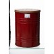 格致优品 Glitzhome Red Metal Storage Accent Table or Stool with Round Wood Lid—格致优品 Glitzhome 红色金属边桌/ 凳子，附储物功能