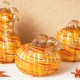Glitzhome S/3 Multi Stripes Glass Pumpkin & Gourd Decor