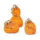 Glitzhome S/3 Orange/White Lines Glass Pumpkin & Gourd Decor