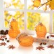 Glitzhome S/3 Orange/White Lines Glass Pumpkin & Gourd Decor