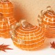 Glitzhome S/3 Orange/White Lines Glass Pumpkin & Gourd Decor