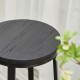 Glitzhome Set of 2 Black Steel Bar Stool with Round Elm Wood Top