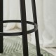 Glitzhome Set of 2 Black Steel Bar Stool with Round Elm Wood Top