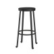 Glitzhome Set of 2 Black Steel Bar Stool with Round Elm Wood Top