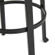 Glitzhome Set of 2 Black Steel Bar Stool with Round Elm Wood Top