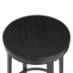 Glitzhome Set of 2 Black Steel Bar Stool with Round Elm Wood Top