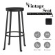 Glitzhome Set of 2 Black Steel Bar Stool with Round Elm Wood Top