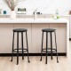 Glitzhome Set of 2 Black Steel Bar Stool with Round Elm Wood Top