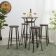 Glitzhome 29.25"H Set of 4 Rustic Steel Bar Stool with Round Elm Wood Top