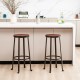 Glitzhome 29.25"H Set of 4 Rustic Steel Bar Stool with Round Elm Wood Top