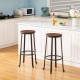 Glitzhome 29.25"H Set of 4 Rustic Steel Bar Stool with Round Elm Wood Top