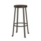 Glitzhome 29.25"H Set of 4 Rustic Steel Bar Stool with Round Elm Wood Top