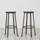 Glitzhome 29.25"H Set of 4 Rustic Steel Bar Stool with Round Elm Wood Top