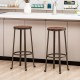 Glitzhome 29.25"H Set of 4 Rustic Steel Bar Stool with Round Elm Wood Top