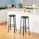 Glitzhome Set of 4 Black Steel Bar Stool with Round Elm Wood Top