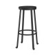 Glitzhome Set of 4 Black Steel Bar Stool with Round Elm Wood Top