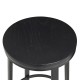 Glitzhome Set of 4 Black Steel Bar Stool with Round Elm Wood Top